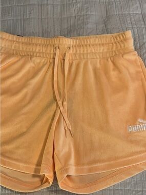 Puma Peach Velour Drawstring Athletic Shorts